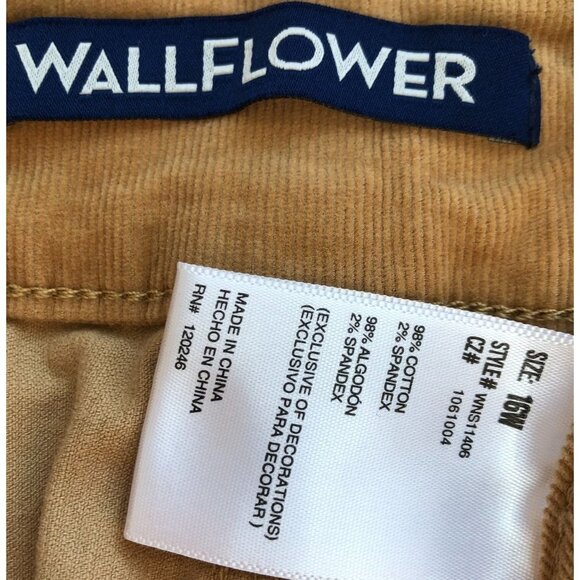 Wallflower Corduroy Mini Skirt Women 16W Tan Camel Pockets - Picture 3 of 4